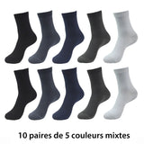 10 paires de chaussettes respirantes en fibres de bambou - Livraison offerte