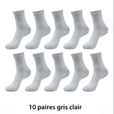 10 paires de chaussettes respirantes en fibres de bambou - Livraison offerte