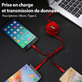 Câble de recharge rapide 3 en 1 pour Iphone, Android et PC - Livraison Offerte