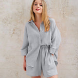 Ensemble pyjama léger 2 pièces en gaze de coton pour femme - Livraison offerte