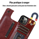 Porte-carte + étui en cuir magnétique pour Iphone - Livraison Offerte