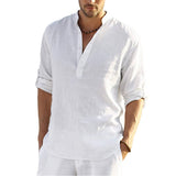 Chemise en lin et coton à manches longues pour homme - Livraison offerte