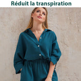 Ensemble pyjama léger 2 pièces en gaze de coton pour femme - Livraison offerte